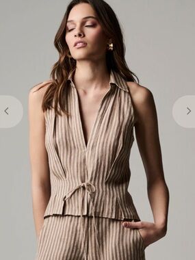 Hevron Sloane Top Vest NWT in Chocolate Stripe